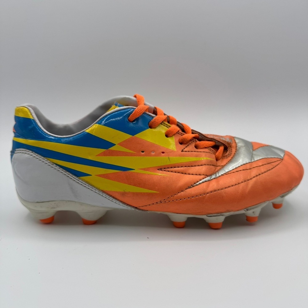 Diadora Verona 2 Soccer Cleats Youth Size 8 Orange Yellow Blue Silver Football